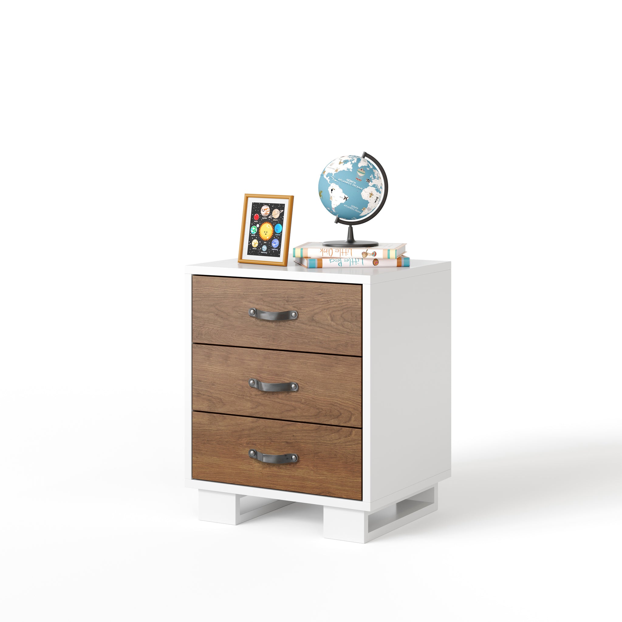 austin nightstand - leather pull - white maple