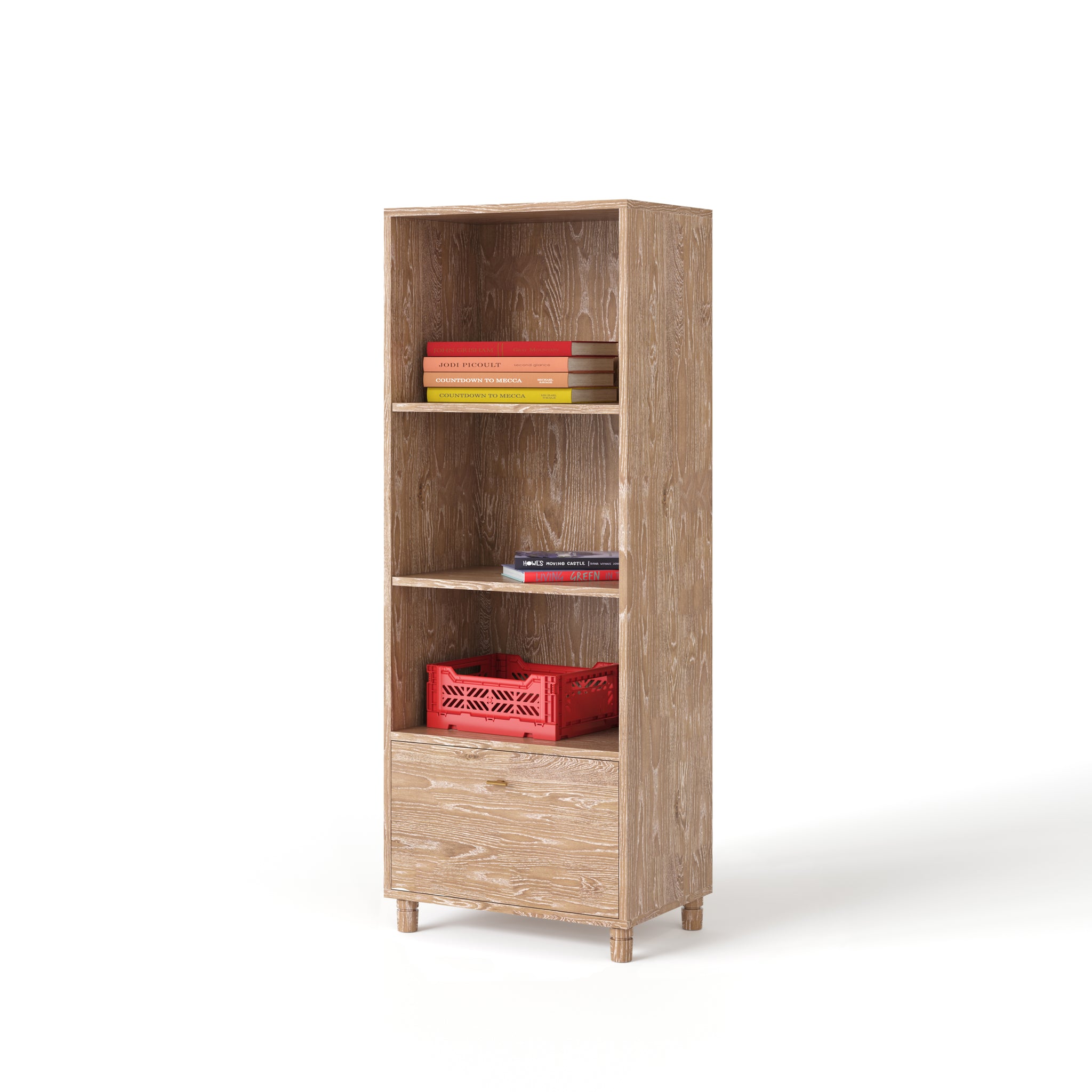 savannah tower bookcase - cerused oak