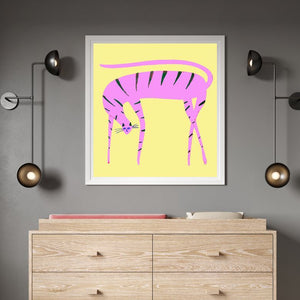 pink cat - framed artwork